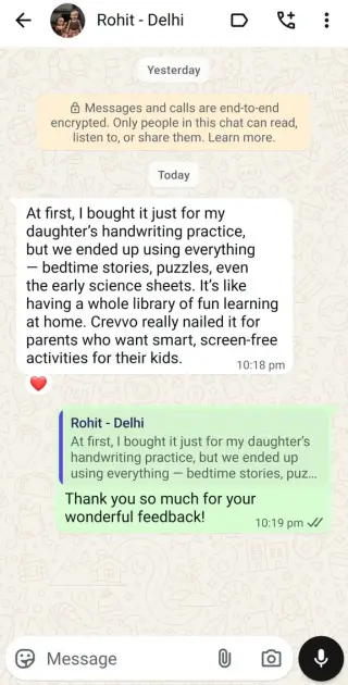 Parent WhatsApp feedback 1