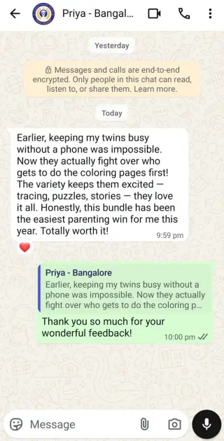 Parent WhatsApp feedback 3