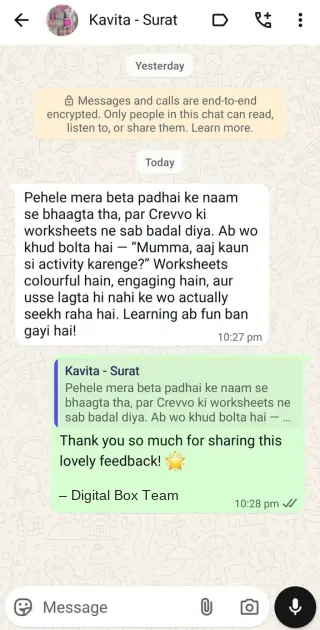 Parent WhatsApp feedback 2